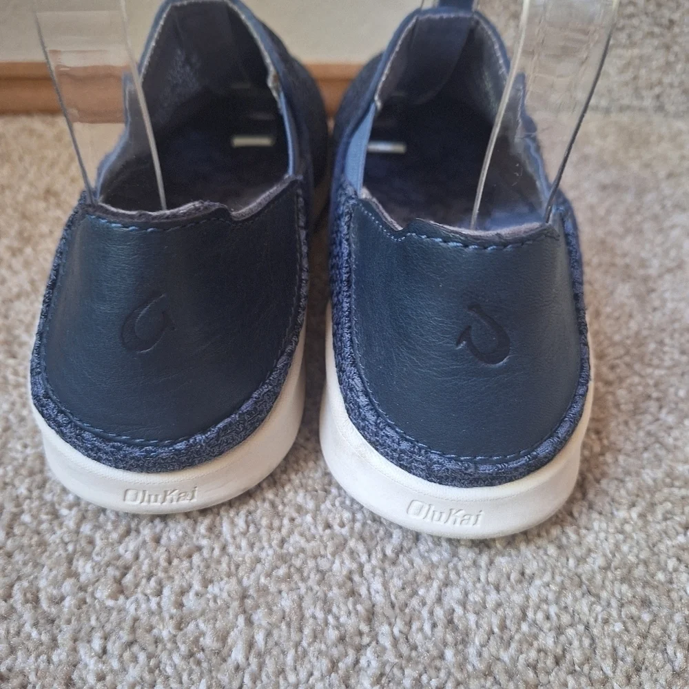 Olukai Alapa Mens Blue Slip On Drop Heel Woven Blue Casual Shoe Size 7